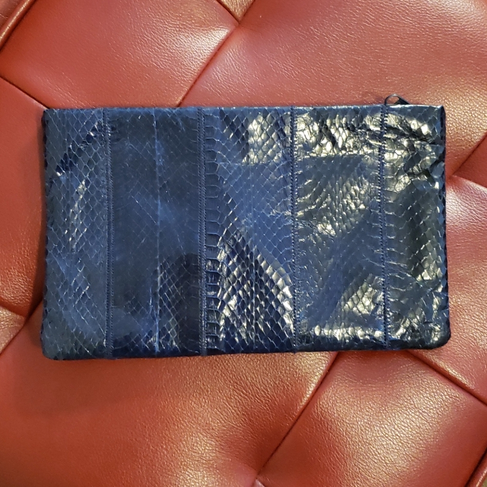 Eel skin clutch purse